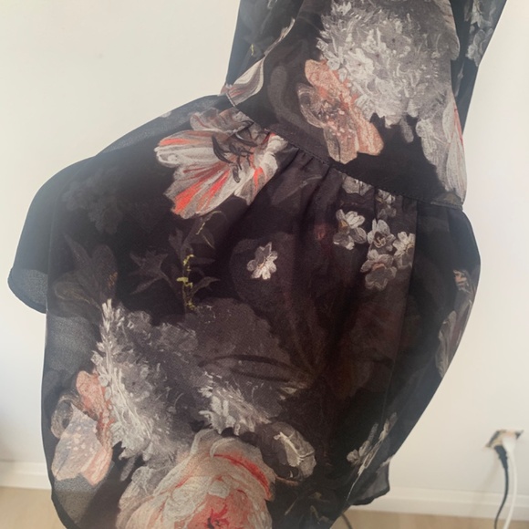 All Saints Jade Eden Dress - Mini Dark Floral Wrap Dress - Size Medium - Picture 11 of 12